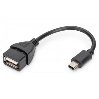 Kabel adapter USB 2.0 HighSpeed OTG Typ miniUSB B (5pin)/USB A M/Ż 0,2m Czarny