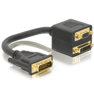 Adapter DVI-I(M)(24+5)- DVI-I(F)(24+1)+VGA(F)