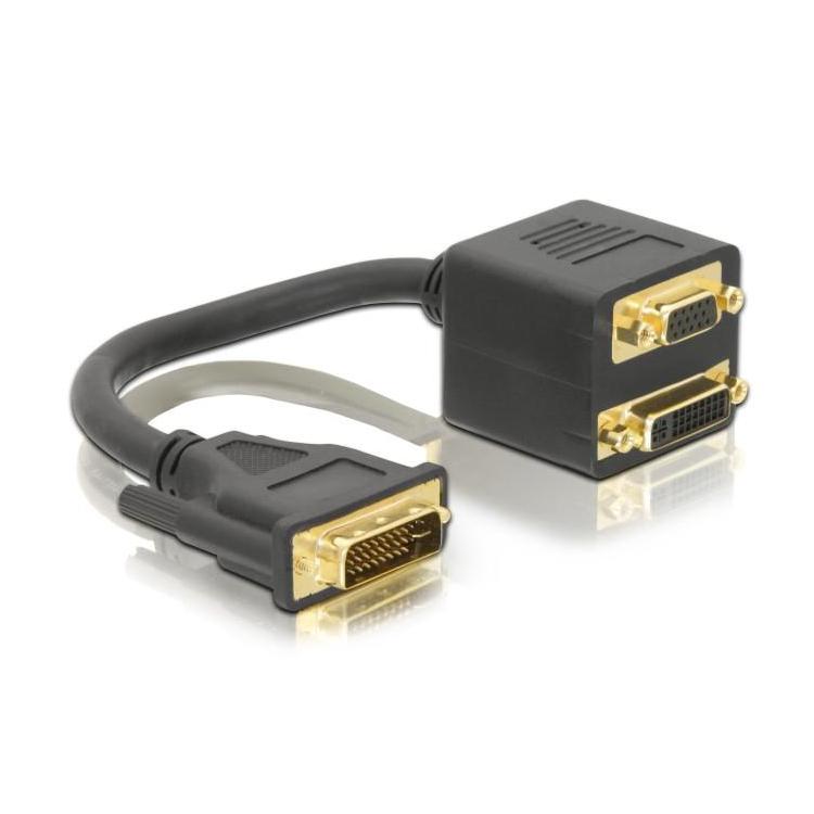 Adapter DVI-I(M)(24+5)- DVI-I(F)(24+1)+VGA(F)