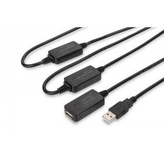 Kabel przedłużający USB 2.0 HighSpeed Typ USB A/USB A M/Ż aktywny 25m Czarny