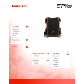 ARMOR A30 2TB USB 3.0 BLACK-ORANGE / PANCERNY / wstrząsoodporny