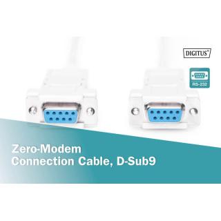 Kabel połączeniowy RS232 null-modem Typ DSUB9/DSUB9 Ż/Ż 3m Szary