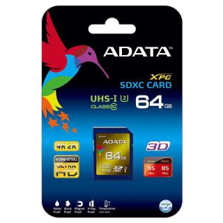 SD XC XPG 64GB UHS-1 U3/Class10 4K 3D