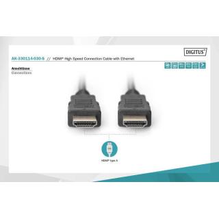 Kabel połączeniowy HDMI HighSpeed z Ethernetem 4K 24Hz UHD Typ HDMI A/HDMI A M/M 3m Czarny