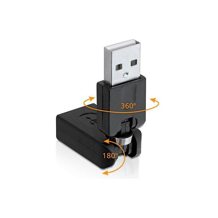 Adapter USB AM- USB AF kątowy 360/180