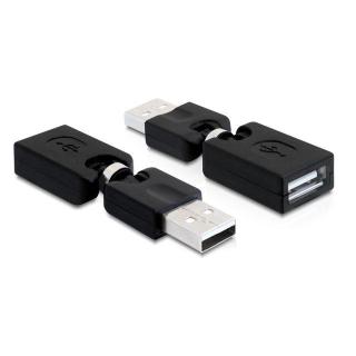 Adapter USB AM- USB AF kątowy 360/180