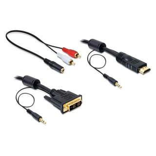 Kabel HDMI(M)- DVI-D(M)(18+1)+AUDIO(Jack 3,5mm) 2m