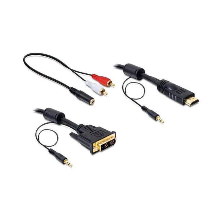 Kabel HDMI(M)- DVI-D(M)(18+1)+AUDIO(Jack 3,5mm) 2m