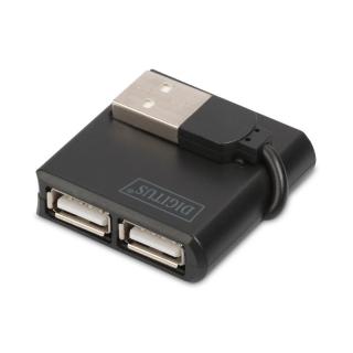 HUB/Koncentrator mini 4-portowy USB 2.0 SuperSpeed, pasywny, Czarny