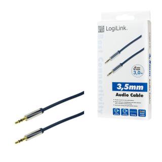 Kabel audio 2 x Jack 3.5mm stereo M/M, 3 m, Niebieski