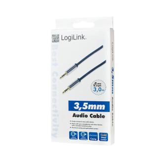 Kabel audio 2 x Jack 3.5mm stereo M/M, 3 m, Niebieski