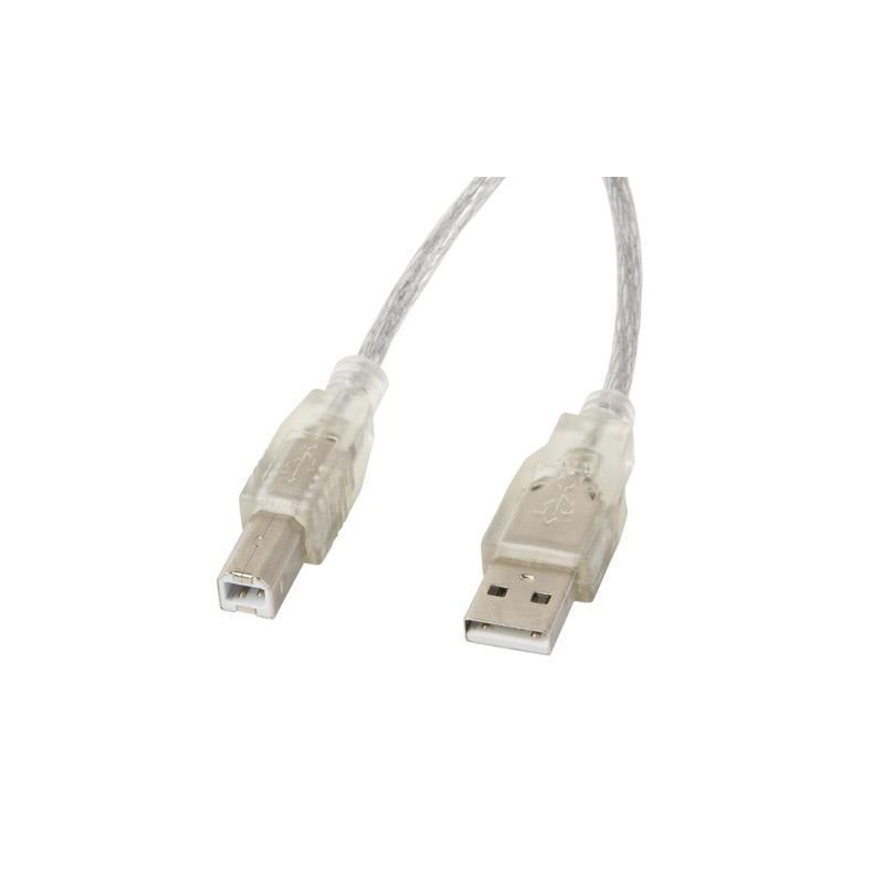 Kabel USB 2.0 Lanberg AM-BM Ferryt 3m przezroczysty