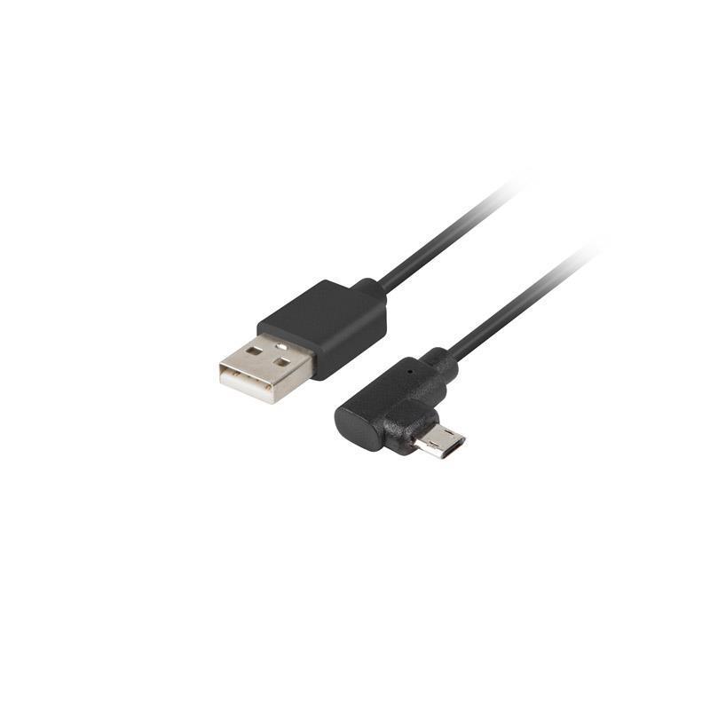 Kabel USB 2.0 Lanberg micro BM-AM 1,8m kątowy lewo/prawo Easy-USB czarny