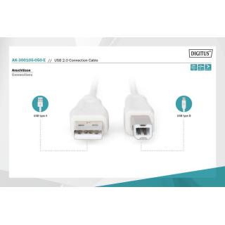 Kabel połączeniowy USB 2.0 HighSpeed Typ USB A/USB B M/M 5m Szary