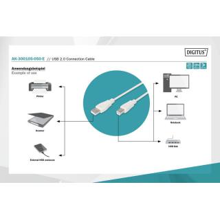 Kabel połączeniowy USB 2.0 HighSpeed Typ USB A/USB B M/M 5m Szary