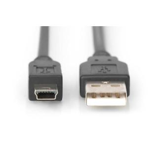 Kabel połączeniowy USB 2.0 HighSpeed "Canon" Typ USB A/miniUSB B (5pin) M/M 3m Czarny