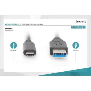 Kabel połączeniowy USB 3.1 Gen.1 SuperSpeed 5Gbps Typ USB A/USB C M/M 1m Czarny