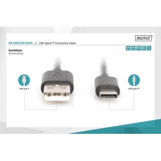 Kabel połączeniowy USB 2.0 HighSpeed Typ USB A/USB C M/M 1,8m Czarny