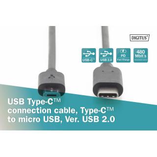 Kabel połączeniowy USB 2.0 HighSpeed Typ USB C/microUSB B M/M czarny 1,8m