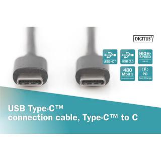 Kabel połączeniowy USB 2.0 HighSpeed Typ USB C/USB C M/M 1m Czarny