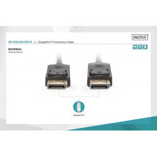 Kabel połączeniowy DisplayPort z zatrzaskami 4K 60Hz UHD Typ DP/DP M/M czarny 2m