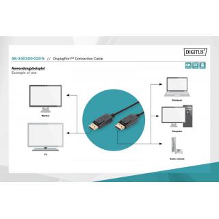 Kabel połączeniowy DisplayPort z zatrzaskami 4K 60Hz UHD Typ DP/DP M/M czarny 2m