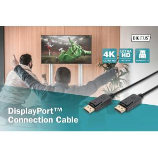 Kabel połączeniowy DisplayPort z zatrzaskami 4K 60Hz UHD Typ DP/DP M/M czarny 2m