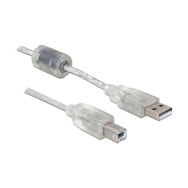 Kabel USB 2.0 AM-BM 3m + Ferryt Przezroczysty