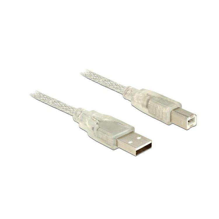 Kabel USB 2.0 AM-BM 5m + Ferryt Przezroczysty