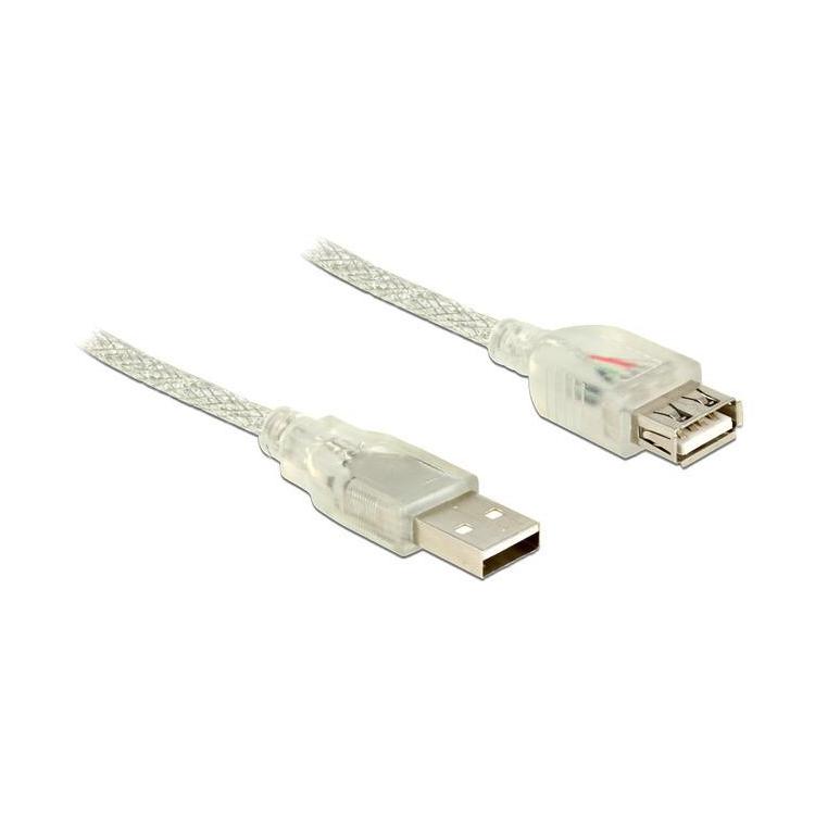 Kabel USB 2.0 AM-AF 3m + Ferryt Przezroczysty