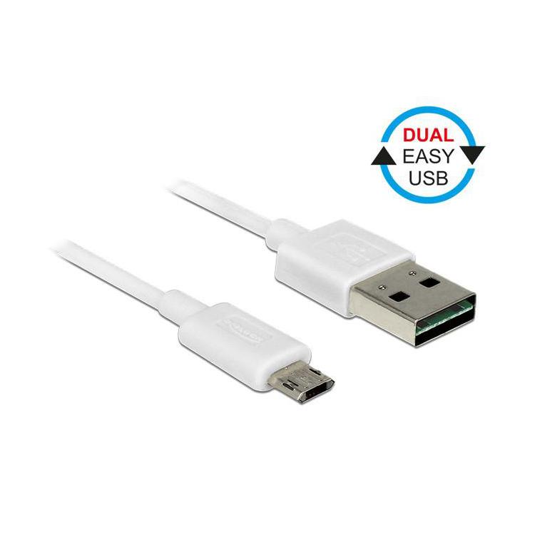 Kabel Micro USB AM-BM Dual Easy-USB 50cm Biały