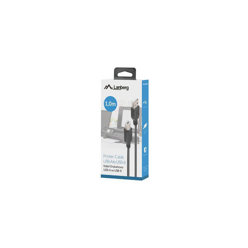 Kabel USB 2.0 Lanberg USB-A(M)- USB-B(M) 1m czarny ferryt box