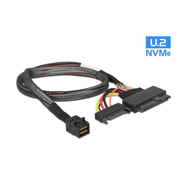 Kabel SAS SFF-8643 - SAS U.2 SFF-8639 + SATA zasilajcy 50 cm