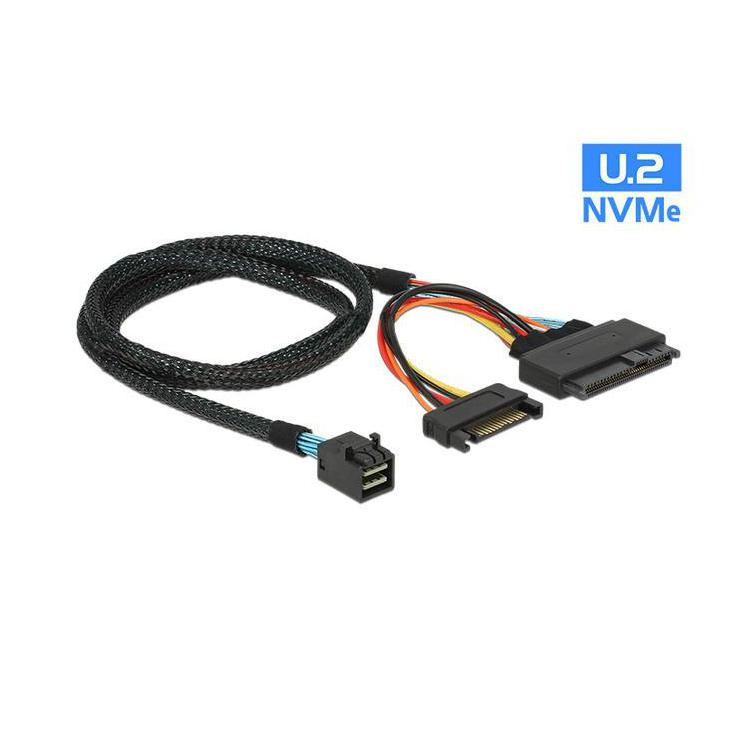 Kabel SAS SFF-8643 - SAS U.2 SFF-8639 + SATA zasilający 75 cm