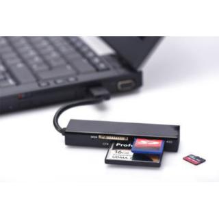 Czytnik kart 4-portowy USB 2.0 HighSpeed (Compact Flash, SD, Micro SD/SDHC, Memory Stick), czarny