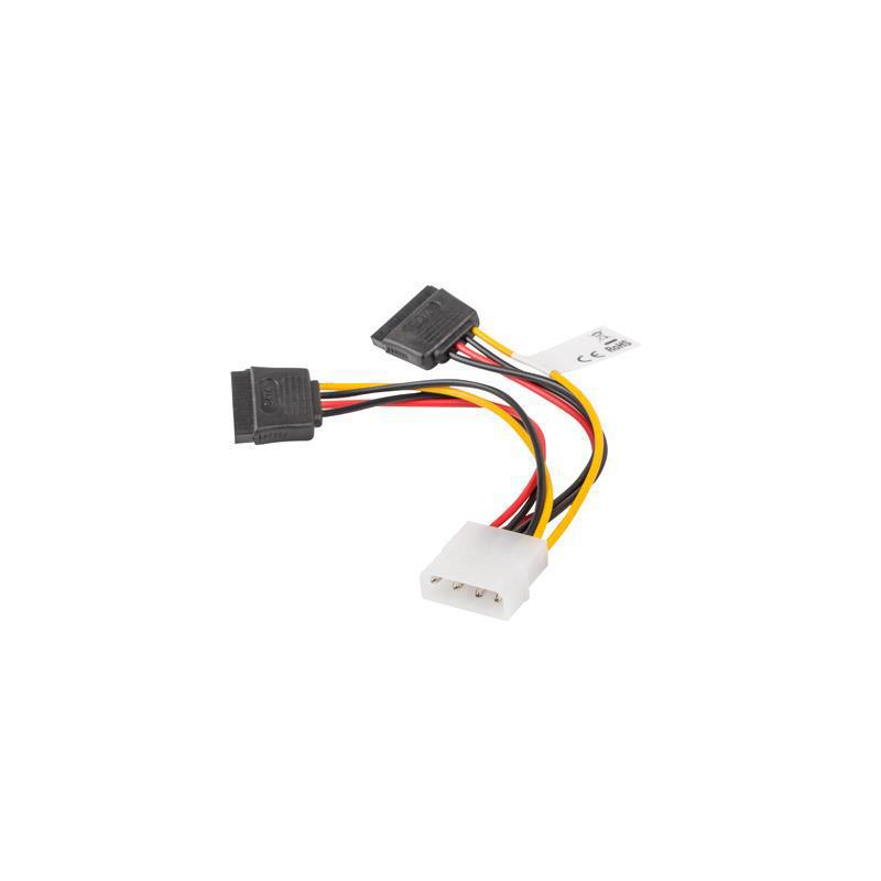 Kabel zasilający Lanberg Molex(M) - 2x SATA(F) 0,15m