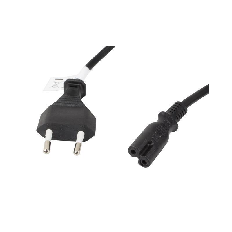 Kabel zasilający Lanberg CEE 7/16 - IEC 320 C7 EURO (radiowy) 1,8m VDE czarny