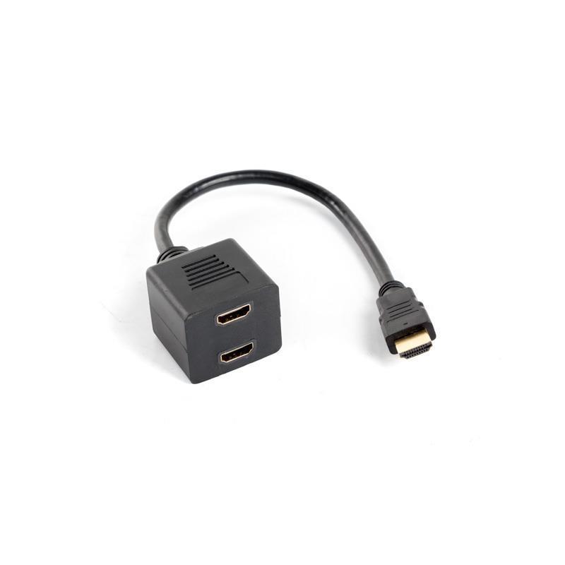 Kabel adapter/splitter Lanberg AD-0019-BK HDMI-A (M) - 2x HDMI-A (F) 0,2m czarny