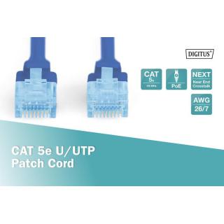 Patch cord kat.5e UTP, CU, AWG 26/7 0,5m Niebieski