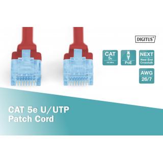 Patch cord kat.5e UTP, CU, AWG 26/7 0,5m Czerwony