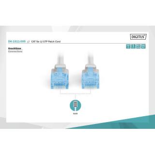 Patch cord kat.5e UTP, CU, AWG 26/7 0,5m Szary