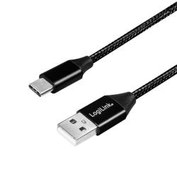 Kabel USB 2.0 LogiLink CU0139 USB A - USB-C, M/M, czarny,...