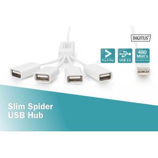 HUB/Koncentrator 4-portowy "Spider" USB 2.0 SuperSpeed, pasywny, Biały