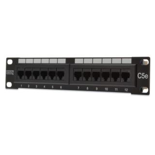 Patch panel 10" 12 portów, kat.5e, U/UTP, 1U, (kompletny)...