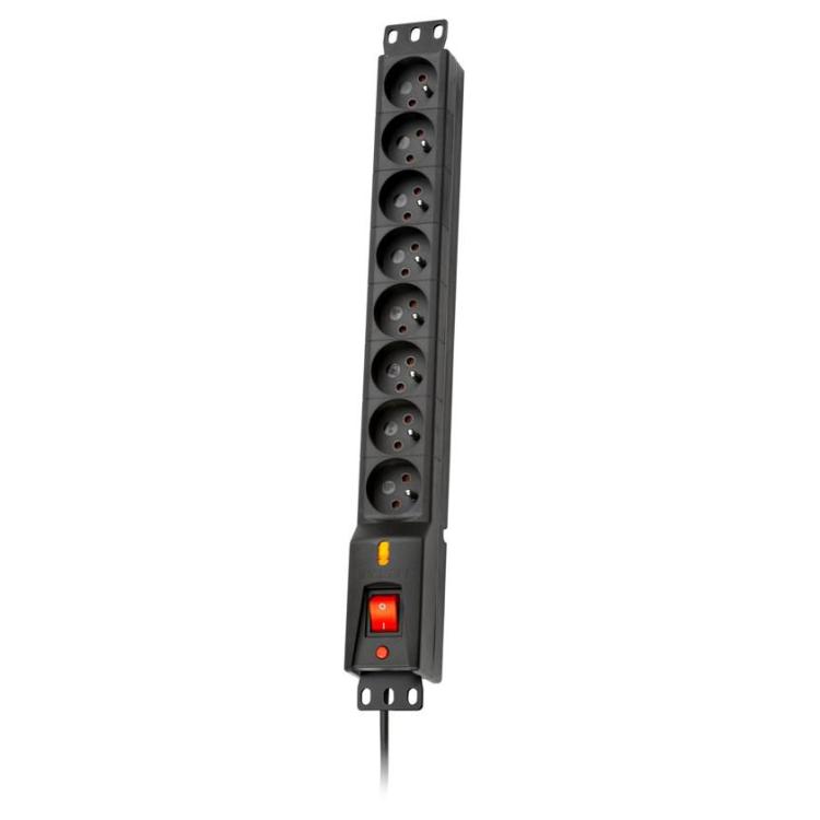 Listwa przeciwprzepięciowa LXARM 810, 3L, PDU, 5,0m, czarna