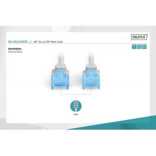 Patch cord U/UTP kat.5e PVC 0,25m szary