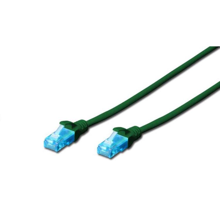 Patch cord U/UTP kat.5e PVC 0,25m Zielony