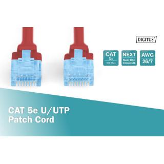 Patch cord U/UTP kat.5e PVC 0,5m czerwony