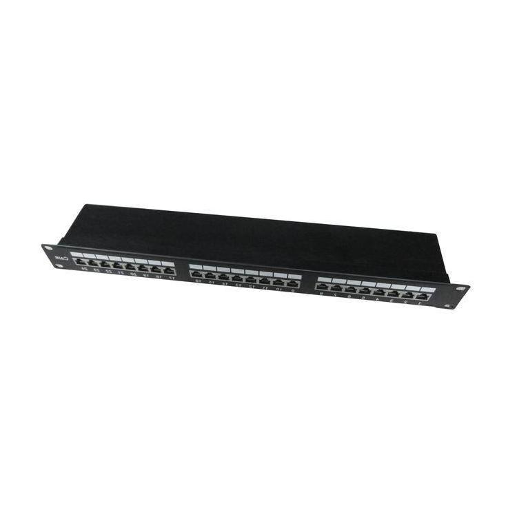 Patch Panel 24 Porty 1U 19'' Kat.6 ekran z funkcją organizacji kabli czarny