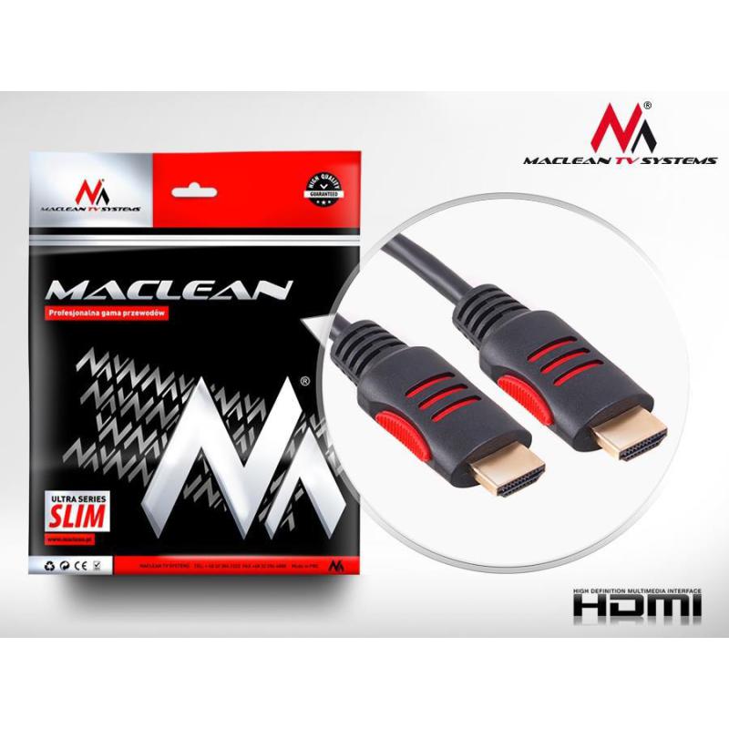 Kabel HDMI Maclean MCTV-813 HDMI 1.4 (M) - HDMI 1.4 (M) 30AWG z filtrami ferrytowymi czarny 3m